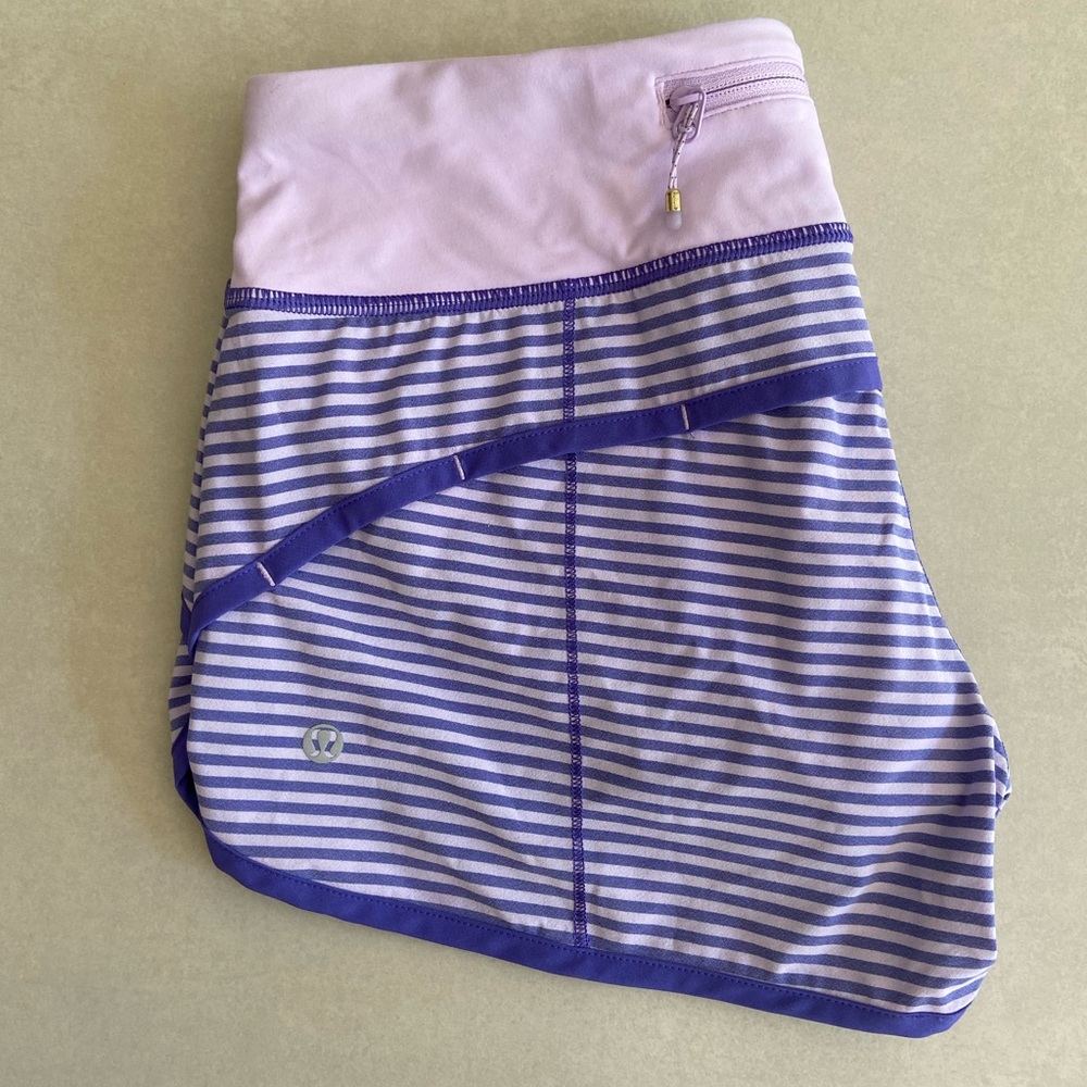Lululemon purple stripped speed shorts